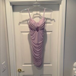 Lulu's Lilac Mini Dress with Ruched Design